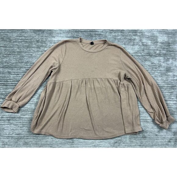 Shein Curve Top Womens‎ 4XL Brown Long Sleeve Blouse Polyester Blend - Picture 1 of 12